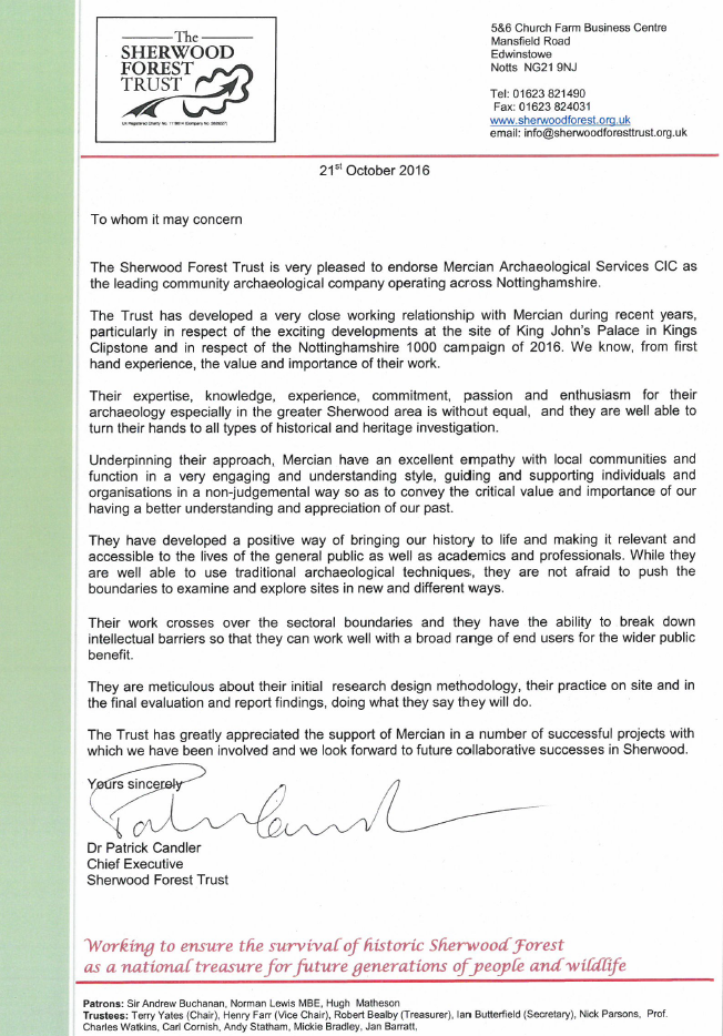 Sherwood Forest Trust Reference